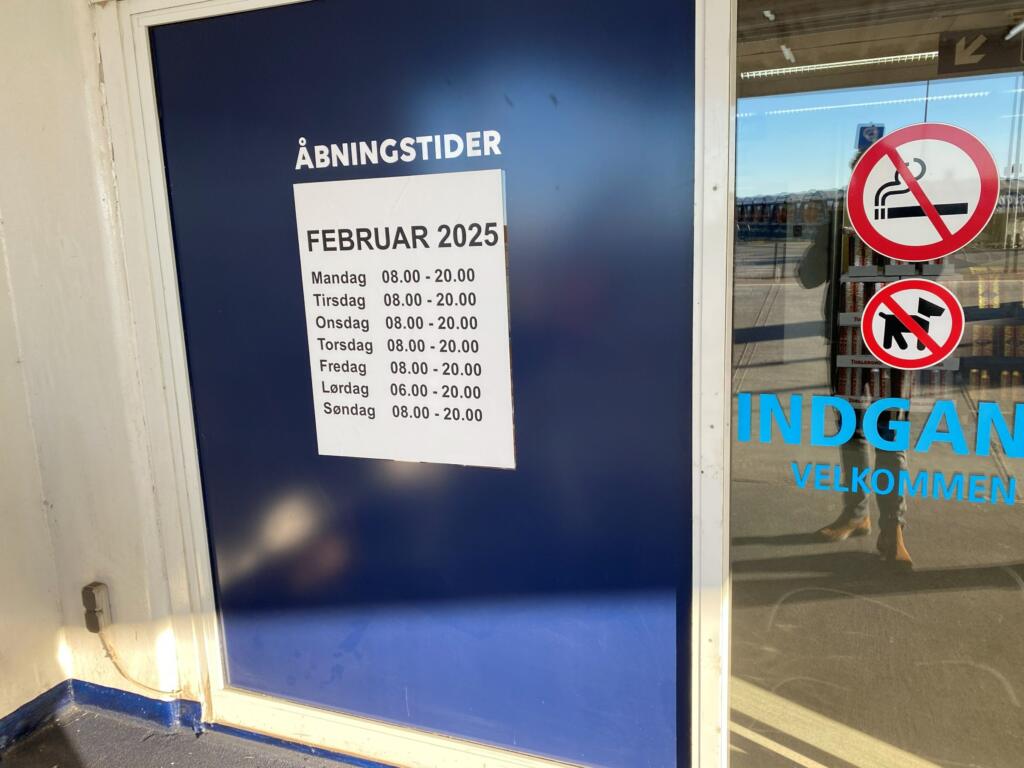 Öffnungszeiten des BorderShops in Puttgarden, Februar 2025