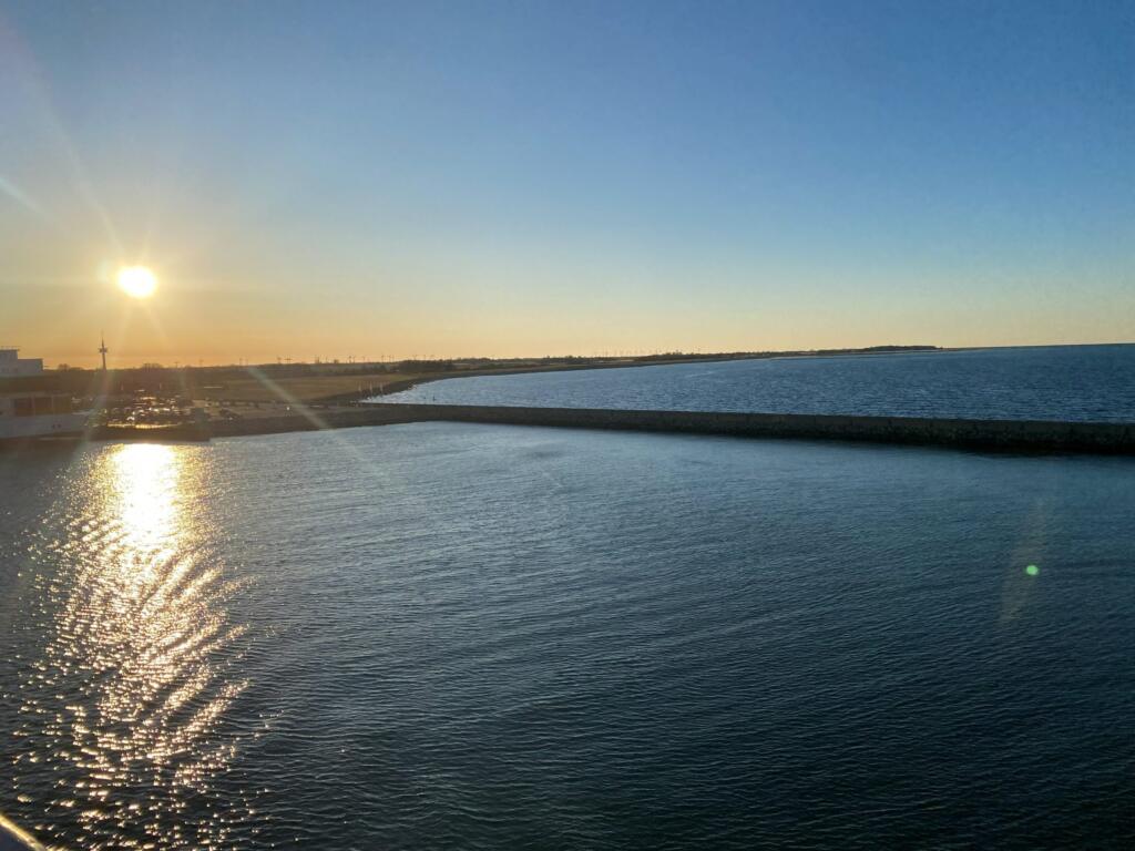 Sunset over the Fehmarnbelt from the ferry deck
