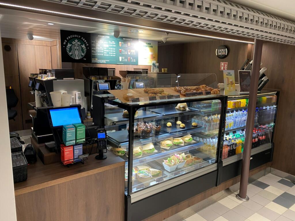 Coffee counter serving Starbucks on the Scandlines ferry